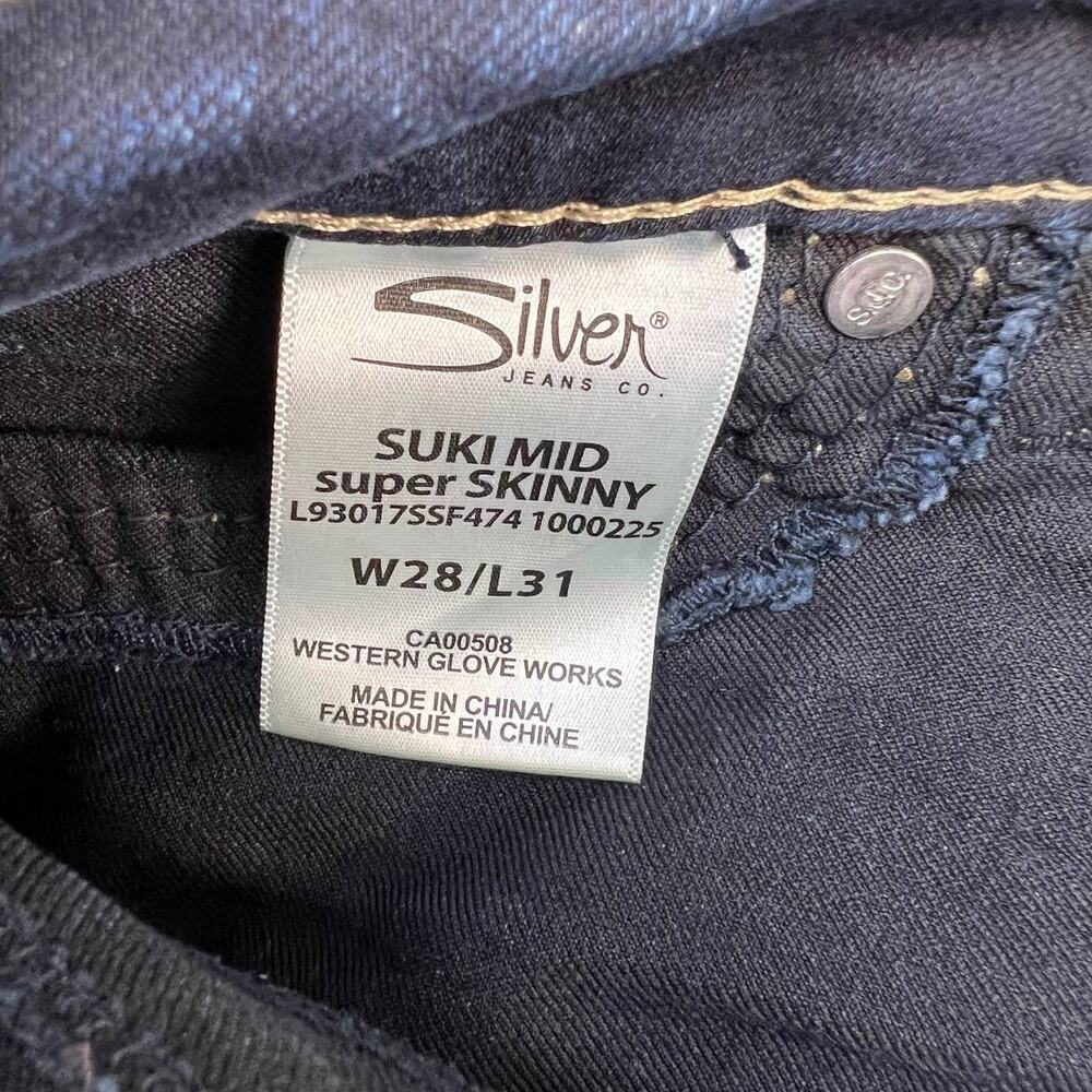 Silver Jean Co. Suki Mid Super Skinny Faux Flap Pocket W28/L31 Dark Wash - Picture 14 of 16